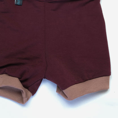 Foldover Shorts Aubergine