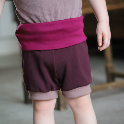 Foldover Shorts Aubergine